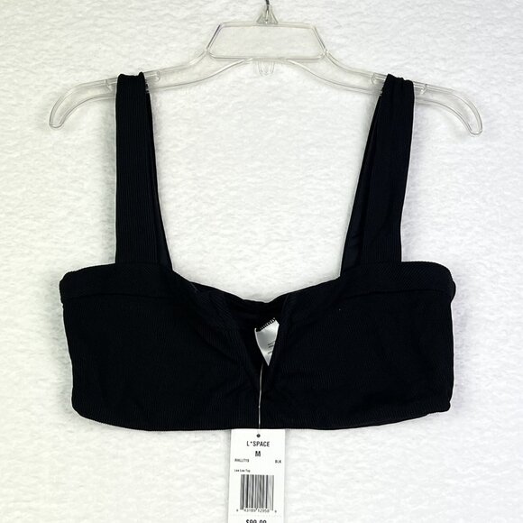 L*Space Lee Lee Bikini Top Women's Size Medium Black - Picture 3 of 13